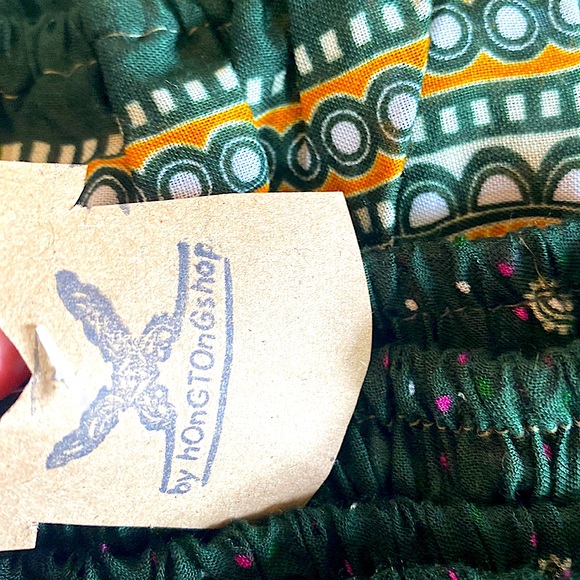 Harem pants/ green with peacock type design/ elastic waist/ NWT - Picture 5 of 5